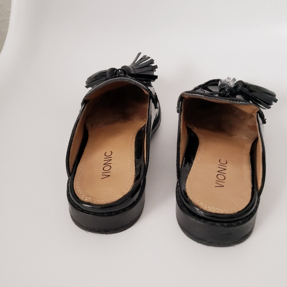 Vionic 6 Reagan Black Patent Leather Loafers Mules - Picture 6 of 8